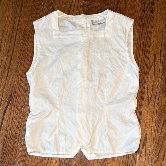 Jacqueline Ferrar women’s 10 cream 100% linen button back Sleeveless Top shirt - Picture 1 of 4